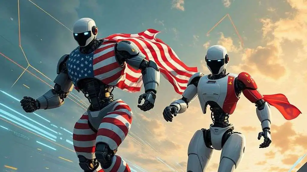 Dos robots, encarnando la, el otro, en un