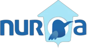 Logo Nurua avec un oiseau bleu et une flèche bleue.