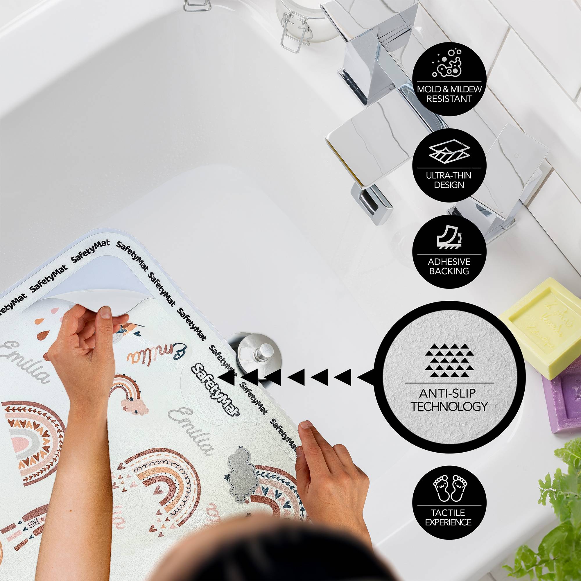 BMT1640 Alfombrilla de bañera autoadhesiva antideslizante - SafetyMat