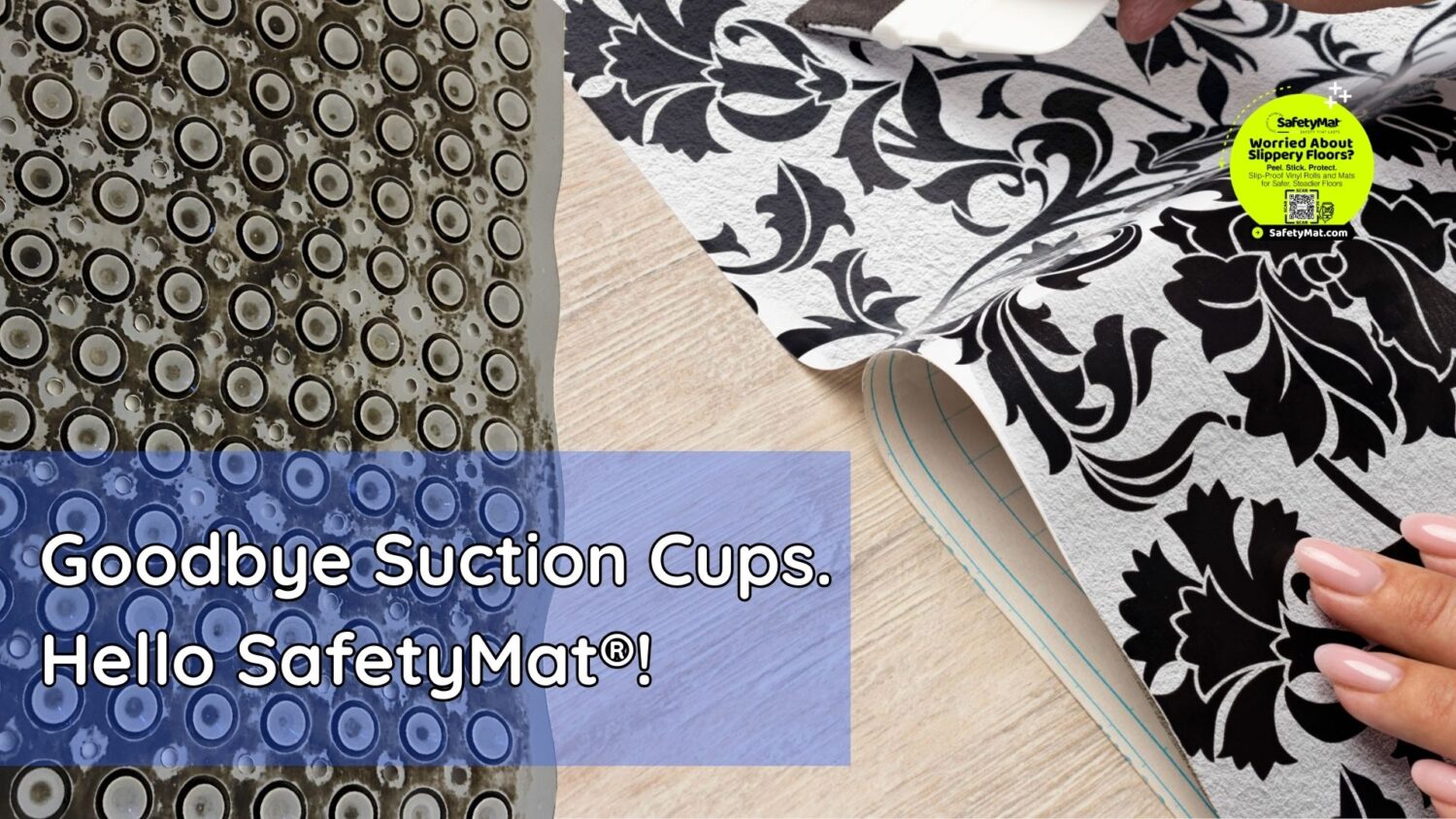 ¿Por qué actualizar a una alfombrilla de ducha de pelar y pegar en lugar de una alfombrilla de goma con ventosa?