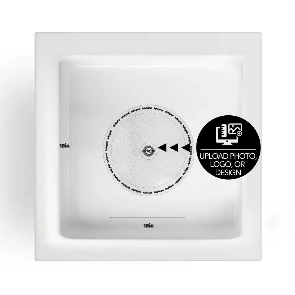 Alfombrilla de ducha antideslizante impresa a medida de 18 "x18". Comience a crear ahora →