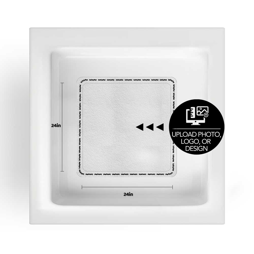 Alfombrilla de ducha personalizada de 24 x 24 pulgadas con opciones de orificio de drenaje de SafetyMat