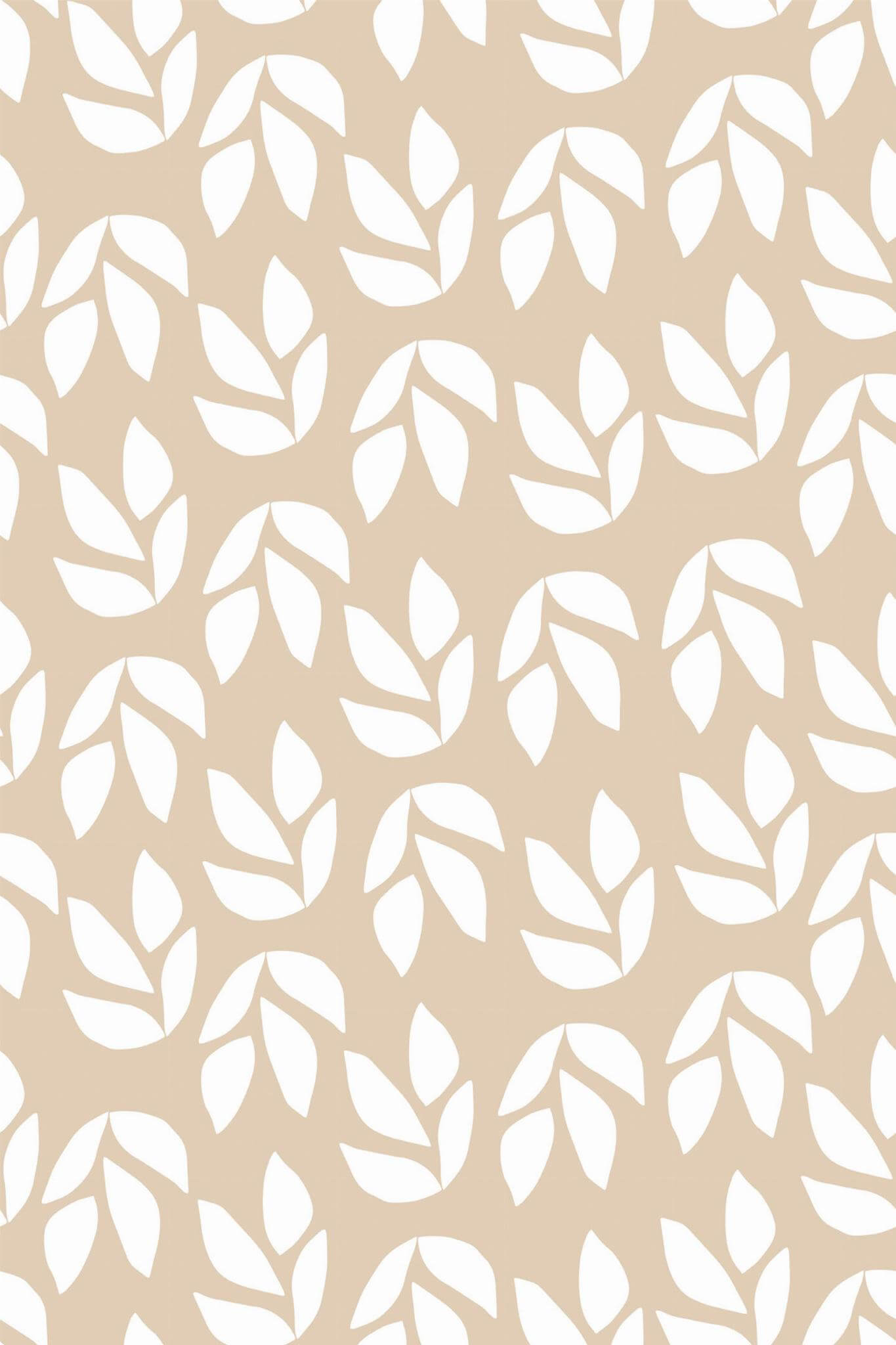 Beige and white leaf Wallpaper - Image 2