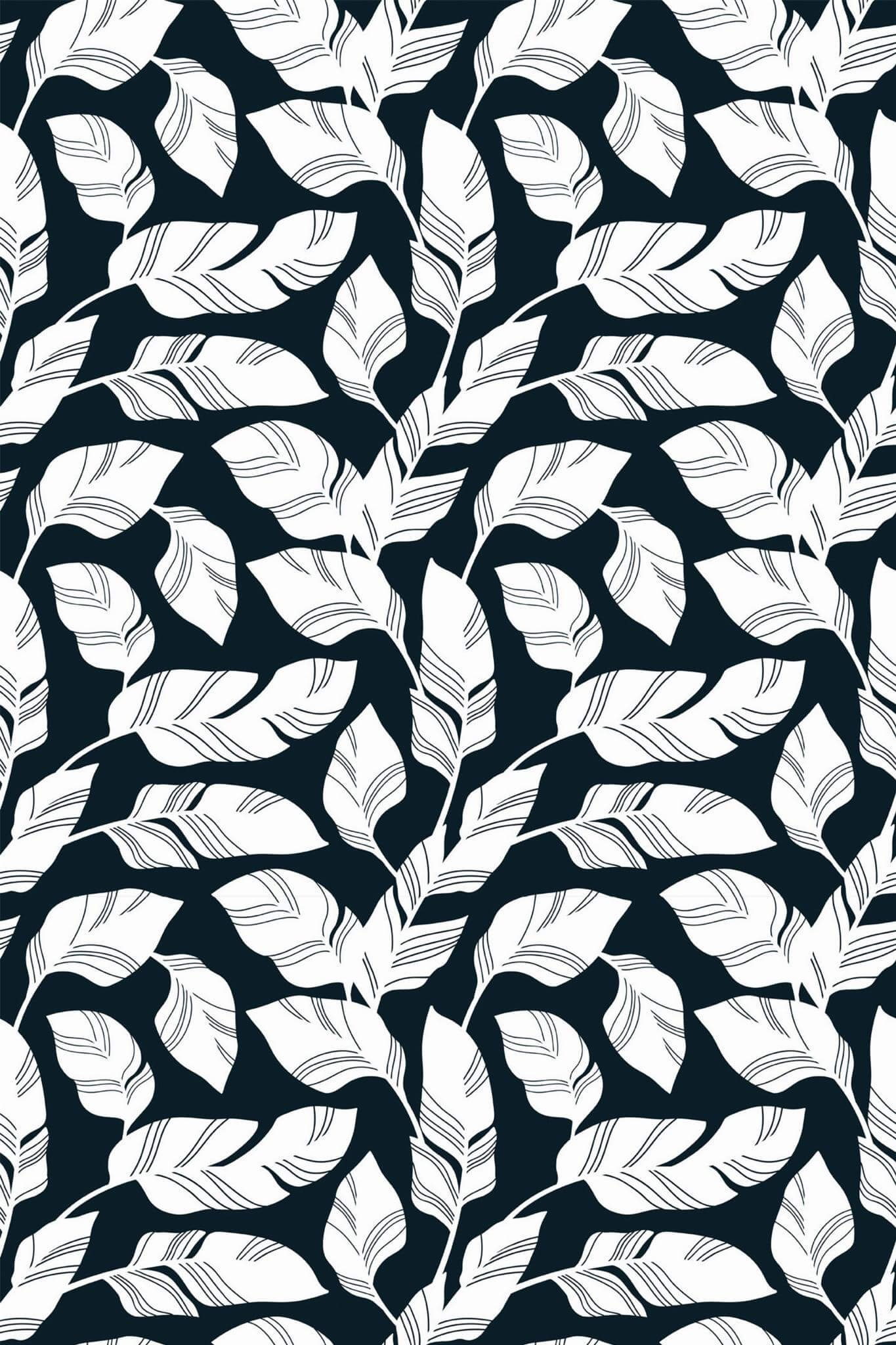 Black and white banana leaf Wallpaper - Image 2