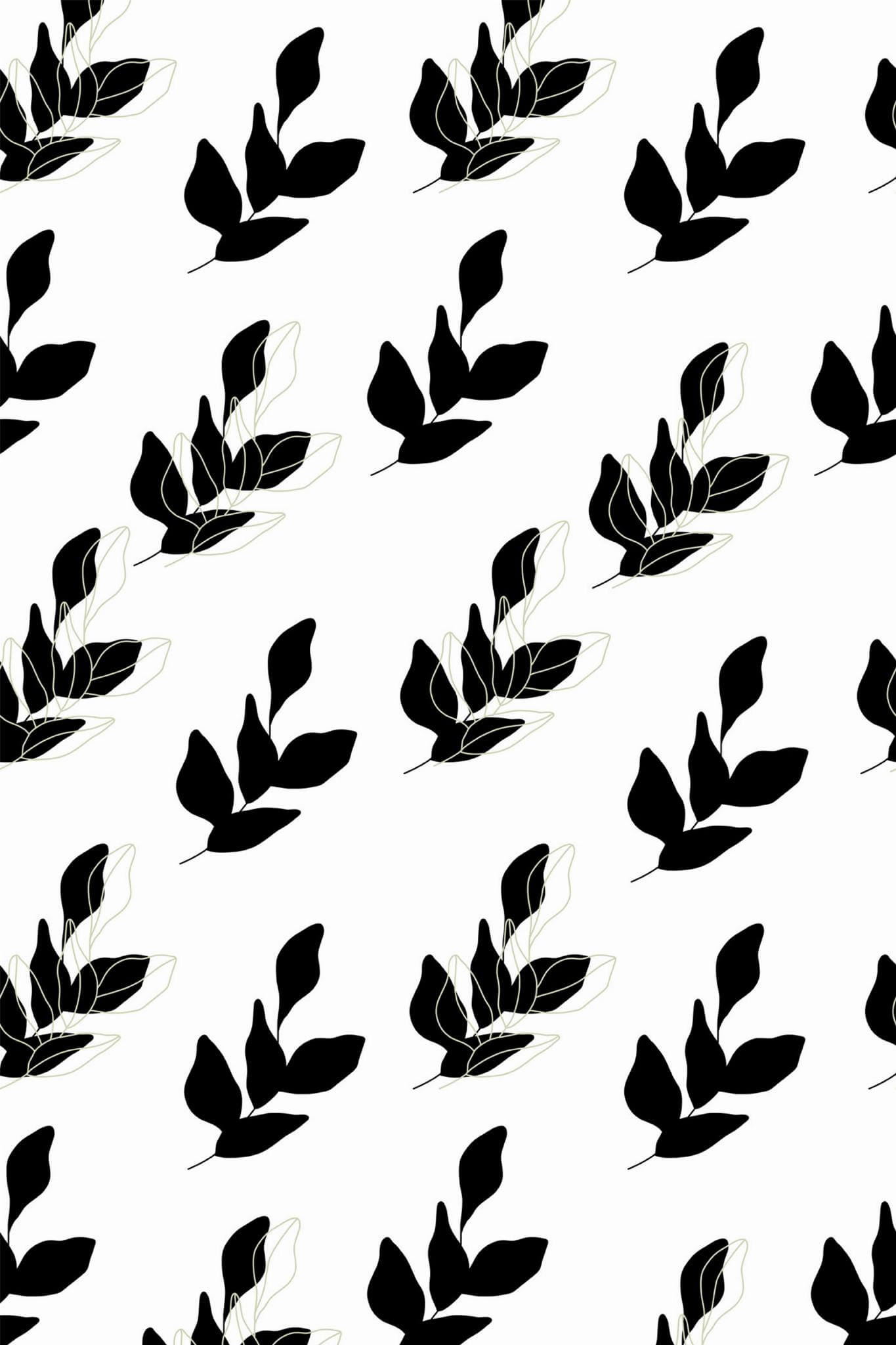 Black and white seamless leaf Wallpaper - Image 2