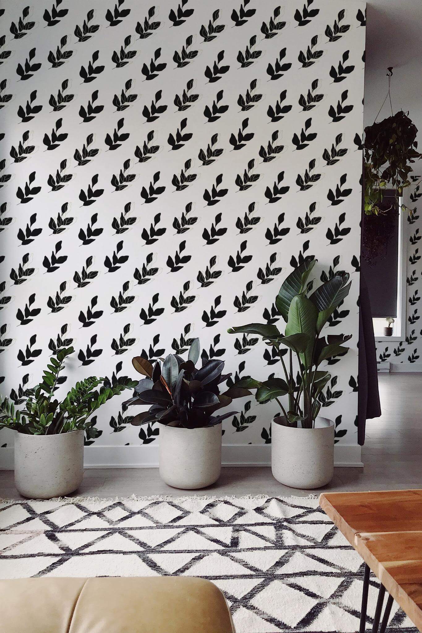 Black and white seamless leaf Wallpaper - Image 4