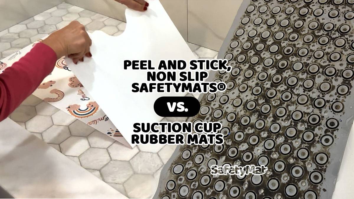 ¿Por qué actualizar a una alfombrilla de ducha de pelar y pegar en lugar de una alfombrilla de goma con ventosa?