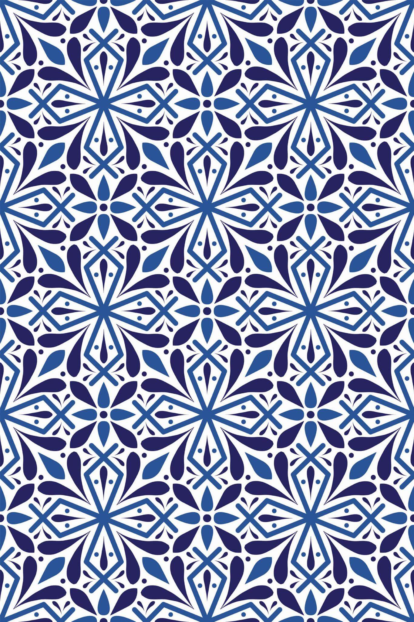 Blue floral tile Wallpaper - Image 2