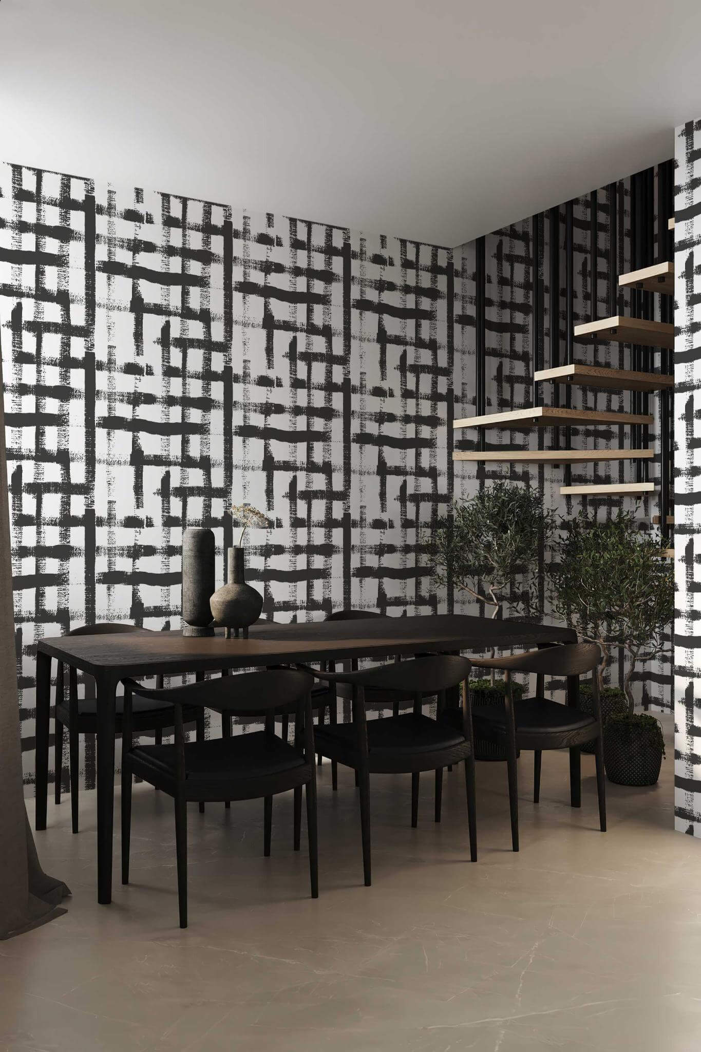 Brush stroke gingham Wallpaper - Image 4