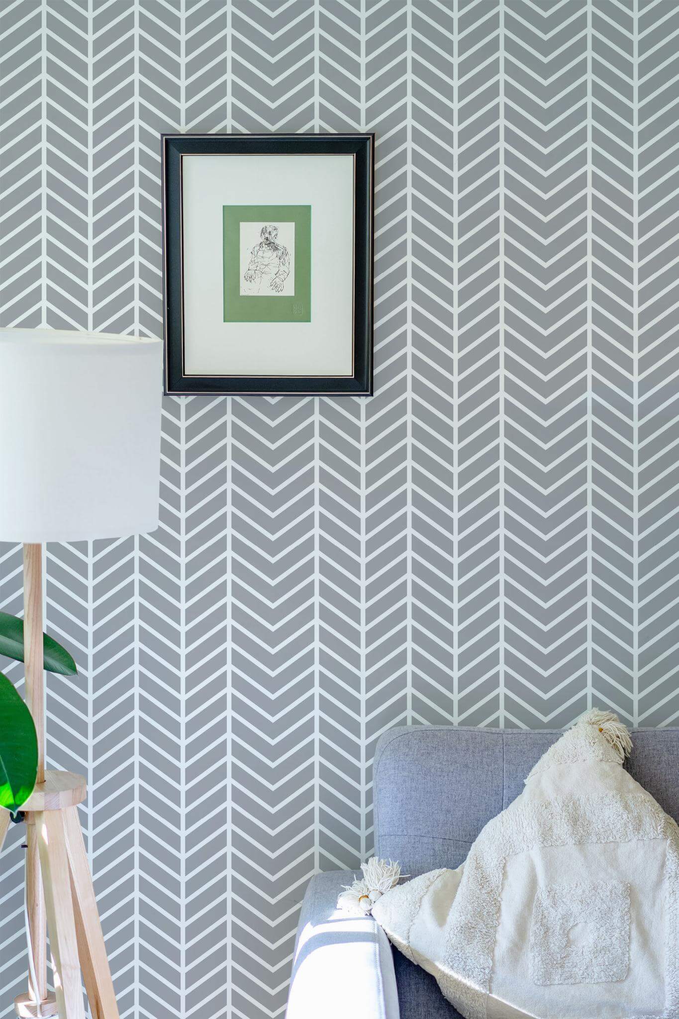 Gray Chevron Herringbone Elegance Wallpaper