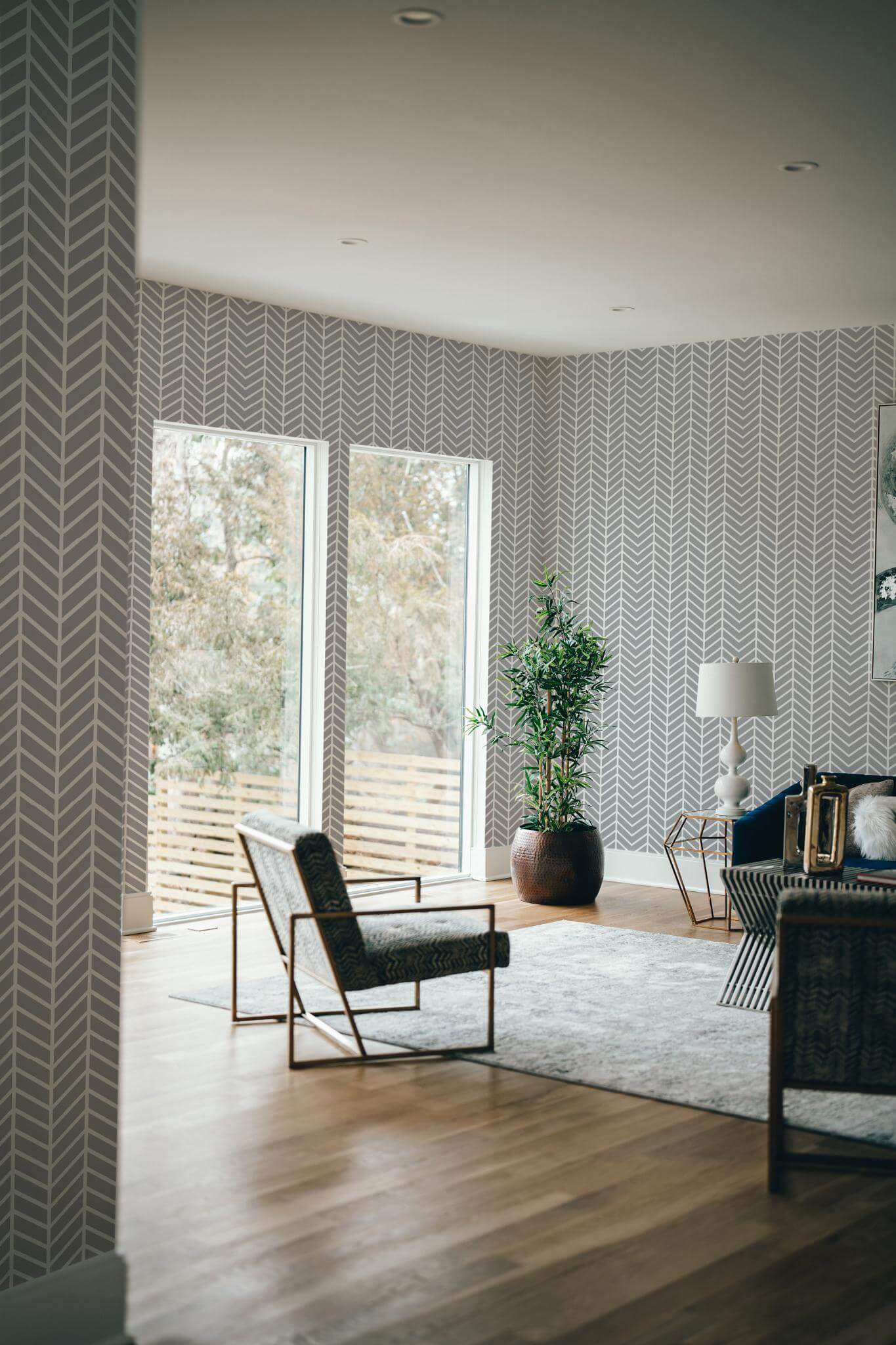 Gray Chevron Herringbone Elegance Wallpaper - Image 3