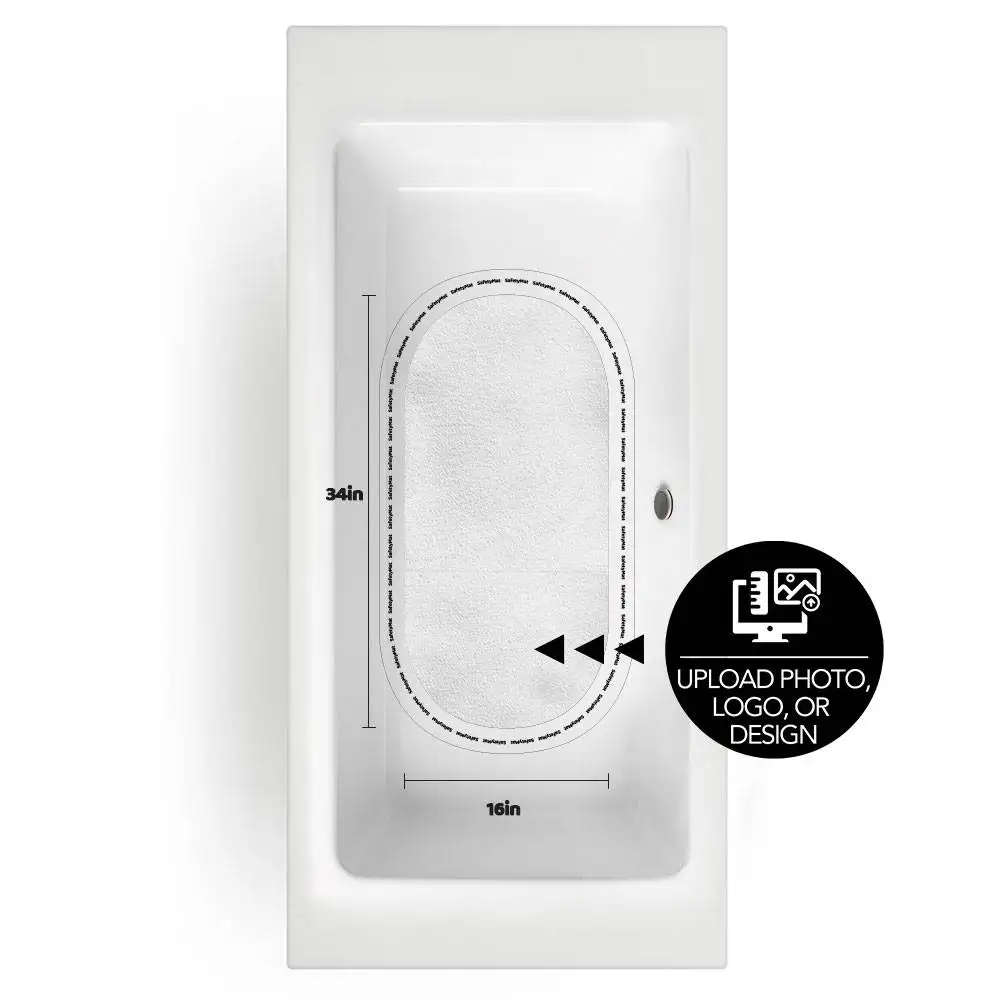 Alfombra de baño impermeable personalizada de 16"x34" | Alfombrilla de vinilo para pelar y pegar para bañera y ducha