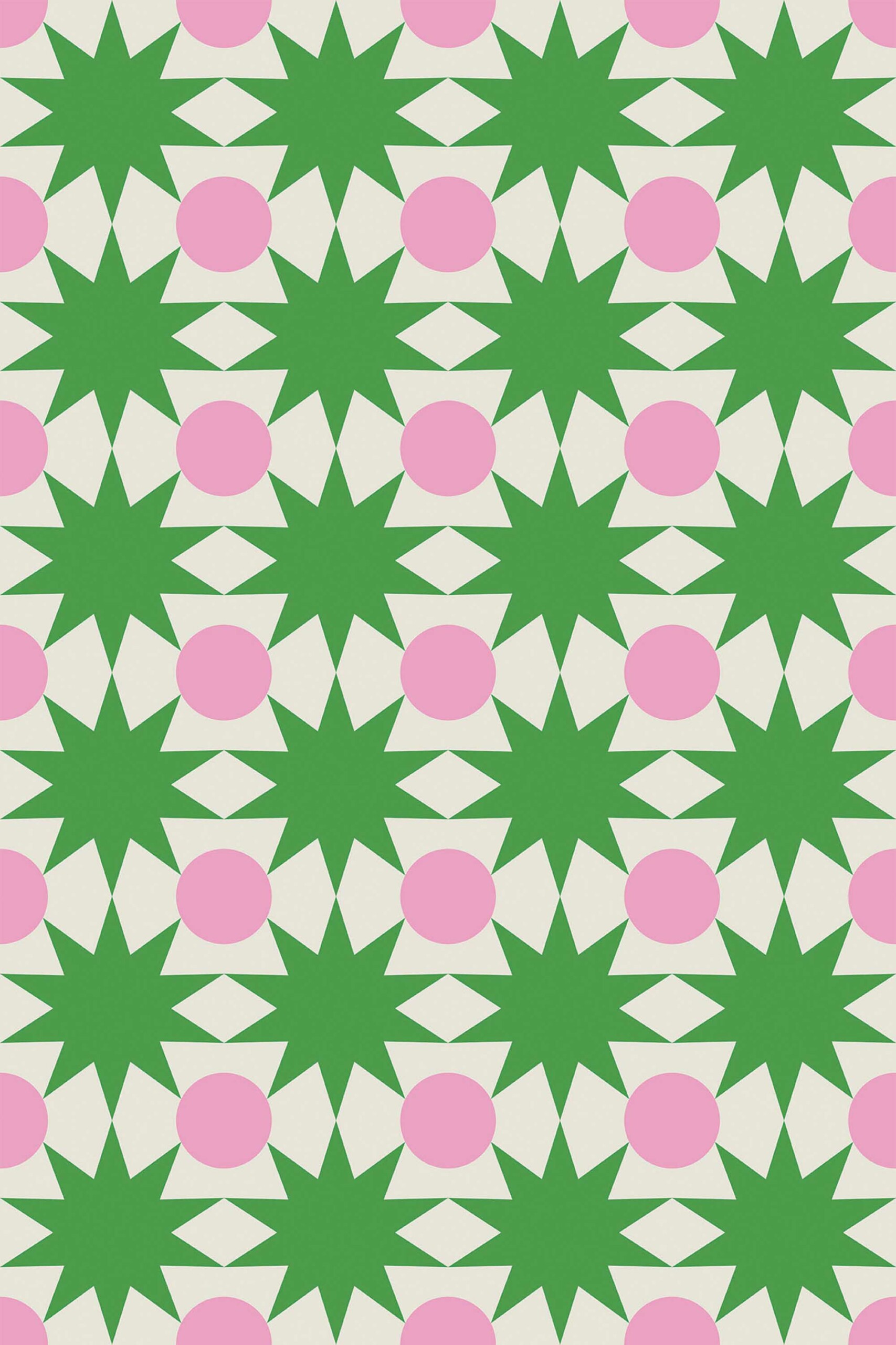 Whimsical Green Star Patterns Wallpaper - Image 2