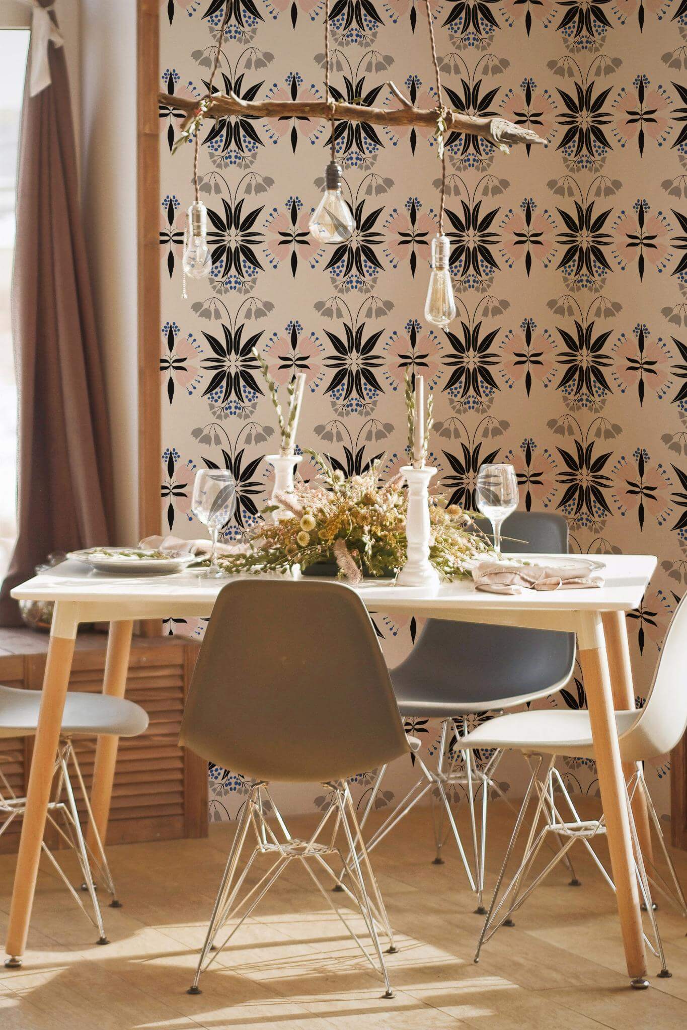 Scandinavian floral geometric Wallpaper - Image 4