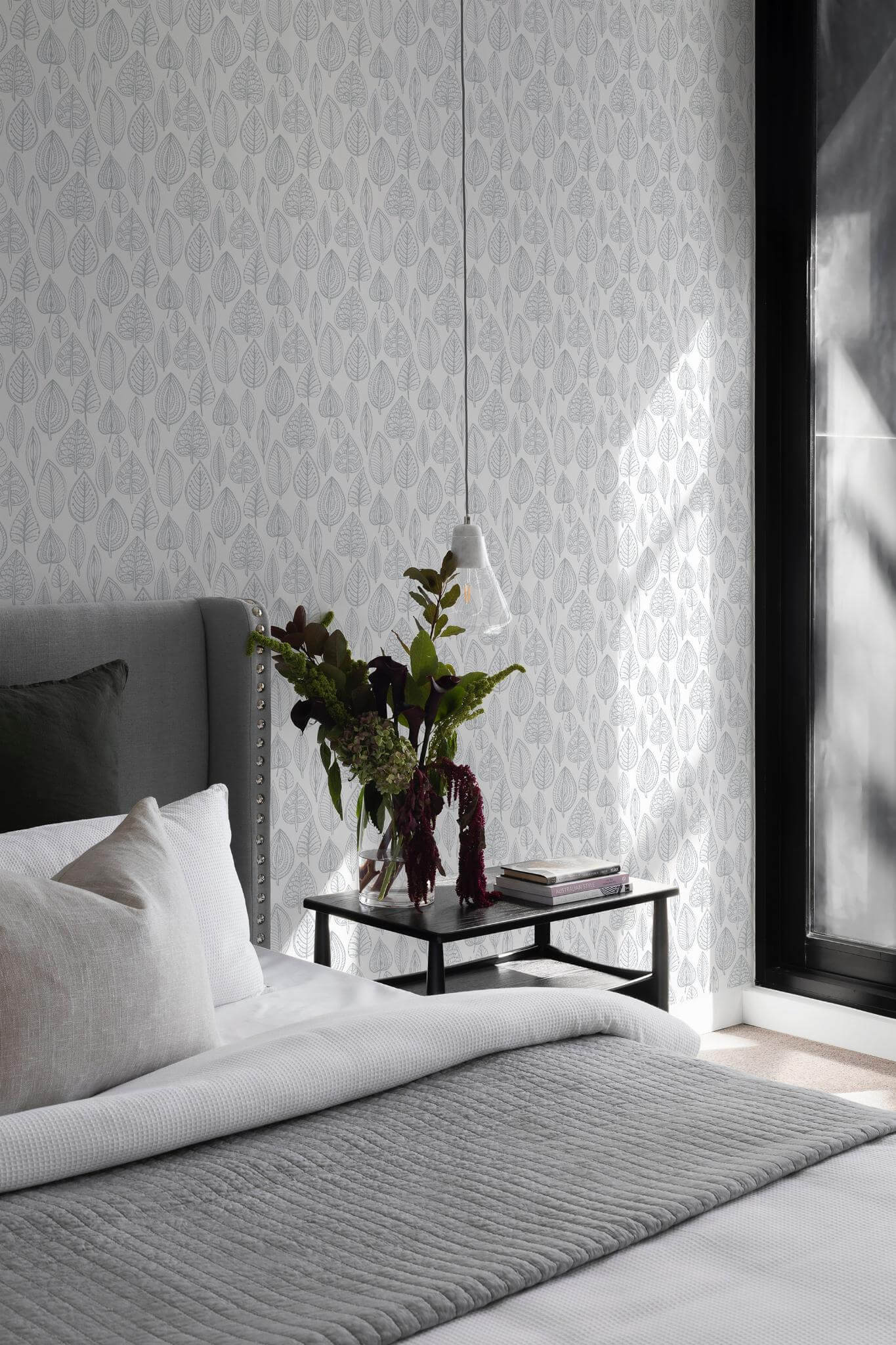 Gray Scandi leaf Wallpaper - Image 4