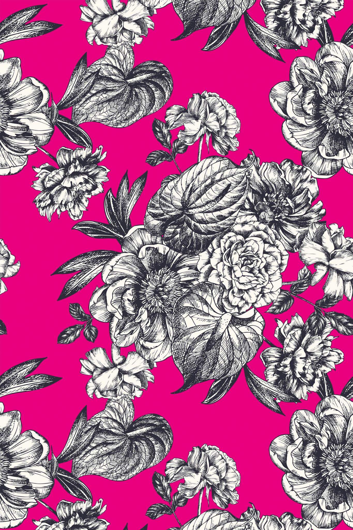 Hot pink floral Wallpaper - Image 3