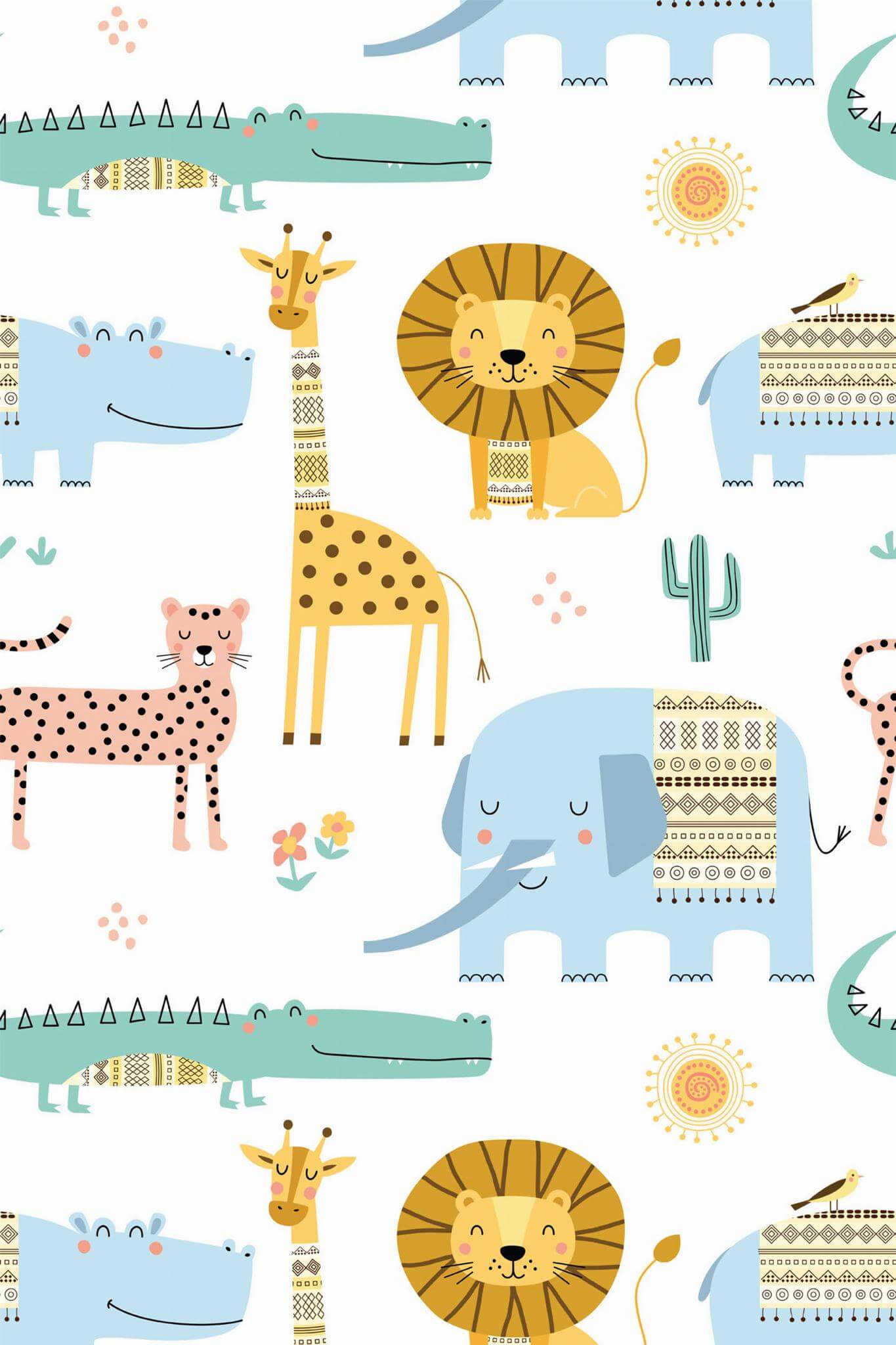 Multicolor safari animals Wallpaper - Image 2