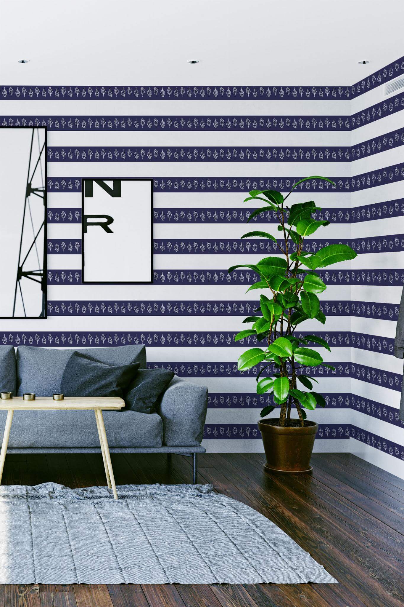 Oak leaf stripe Wallpaper - Image 3