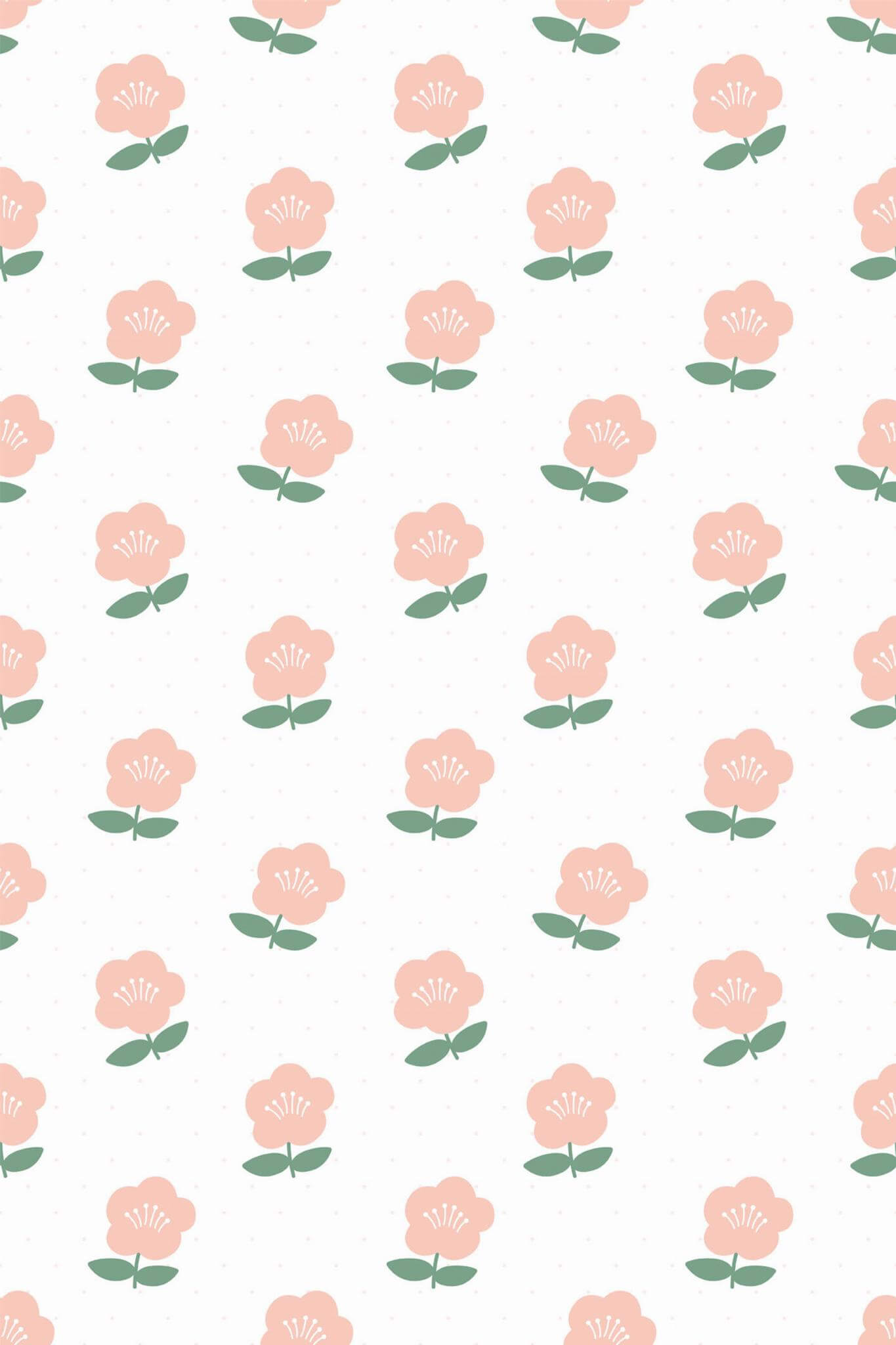 Pink scandinavian floral Wallpaper - Image 2