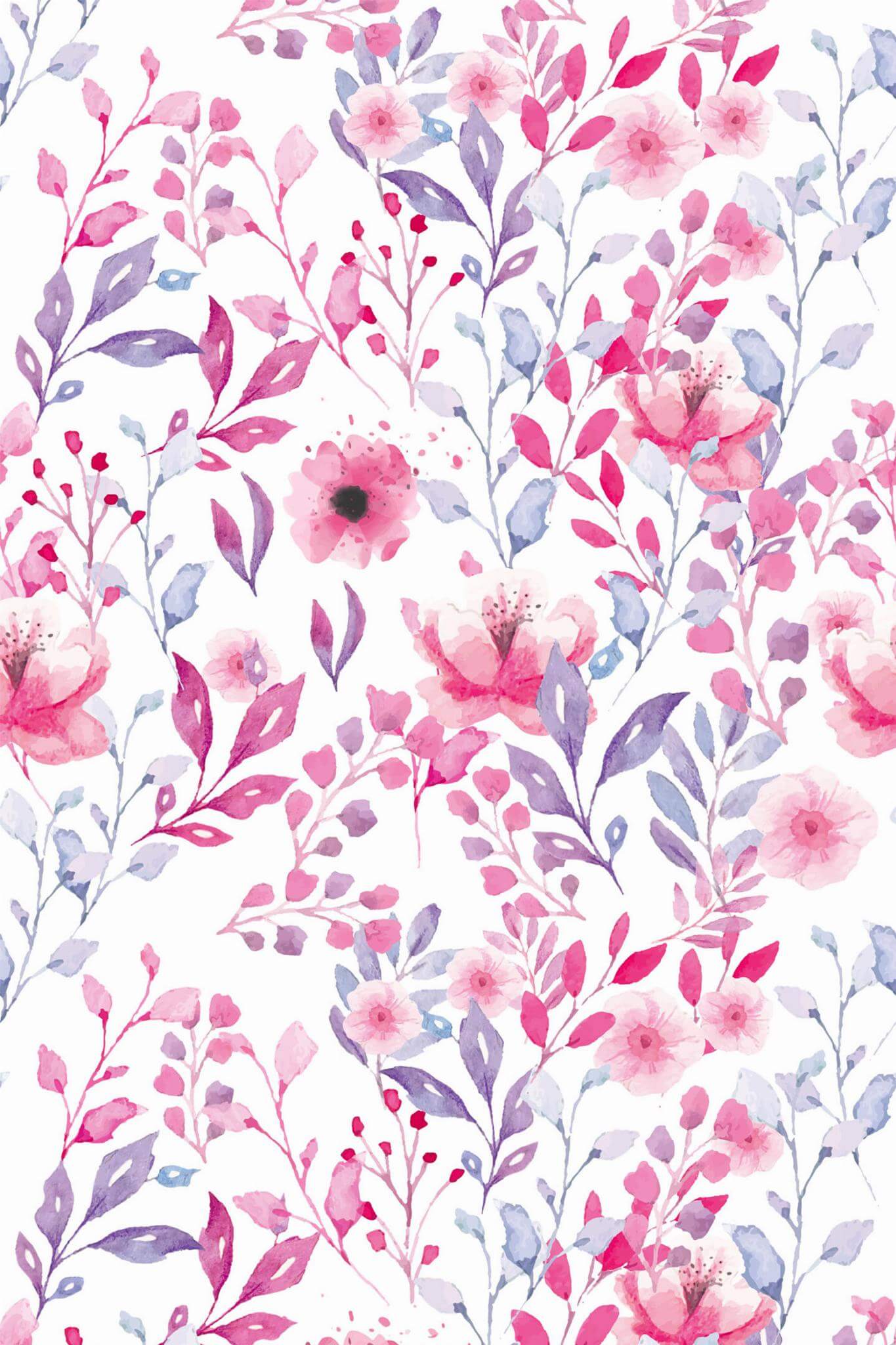 Pink watercolor floral Wallpaper - Image 2