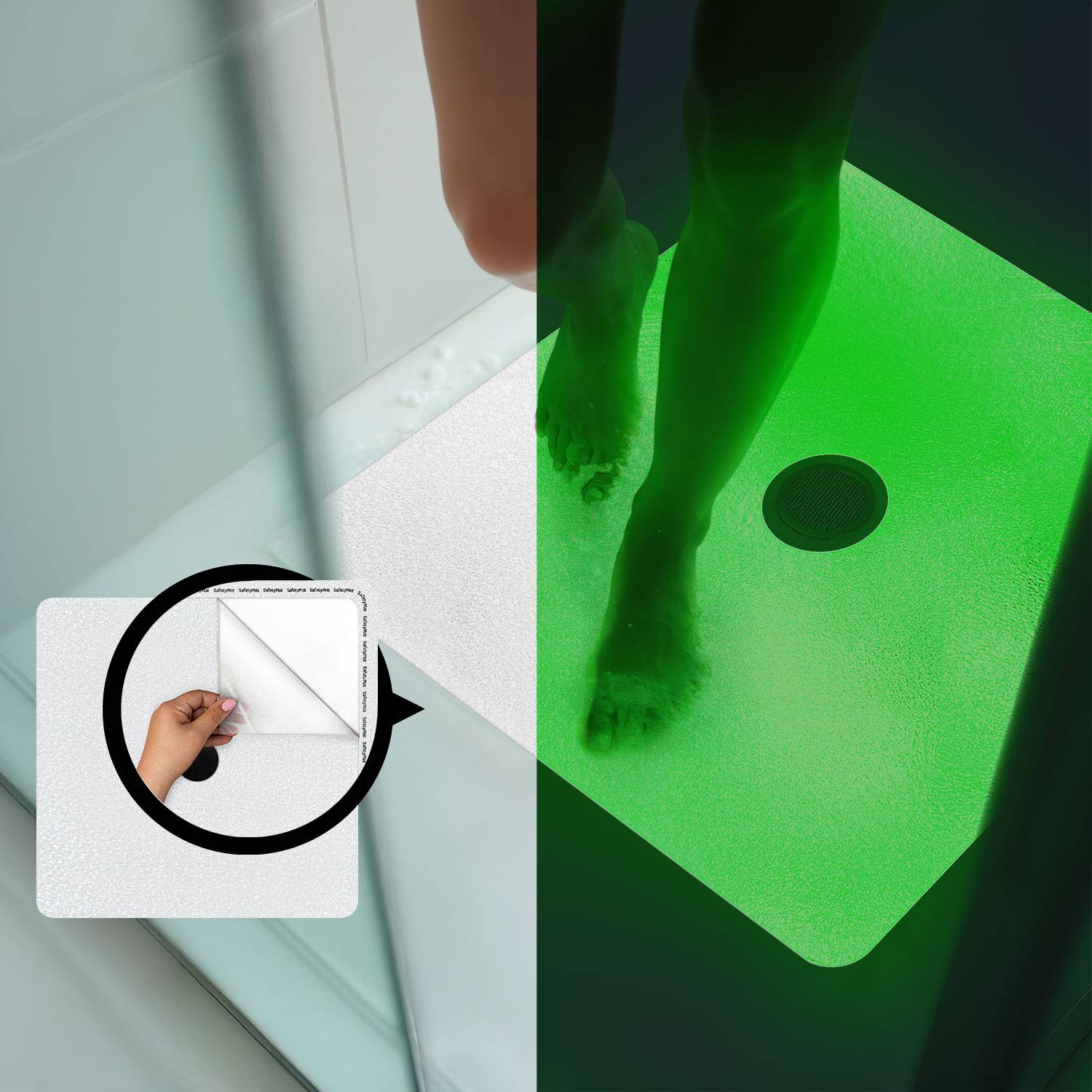 24"x24" White, Glow in, Resilient, Non Abrasive