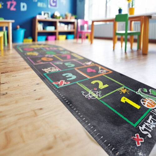 School-Themed Hopscotch Sensory Floor Decal for Kids– 25"x100" Indoor & Outdoor
