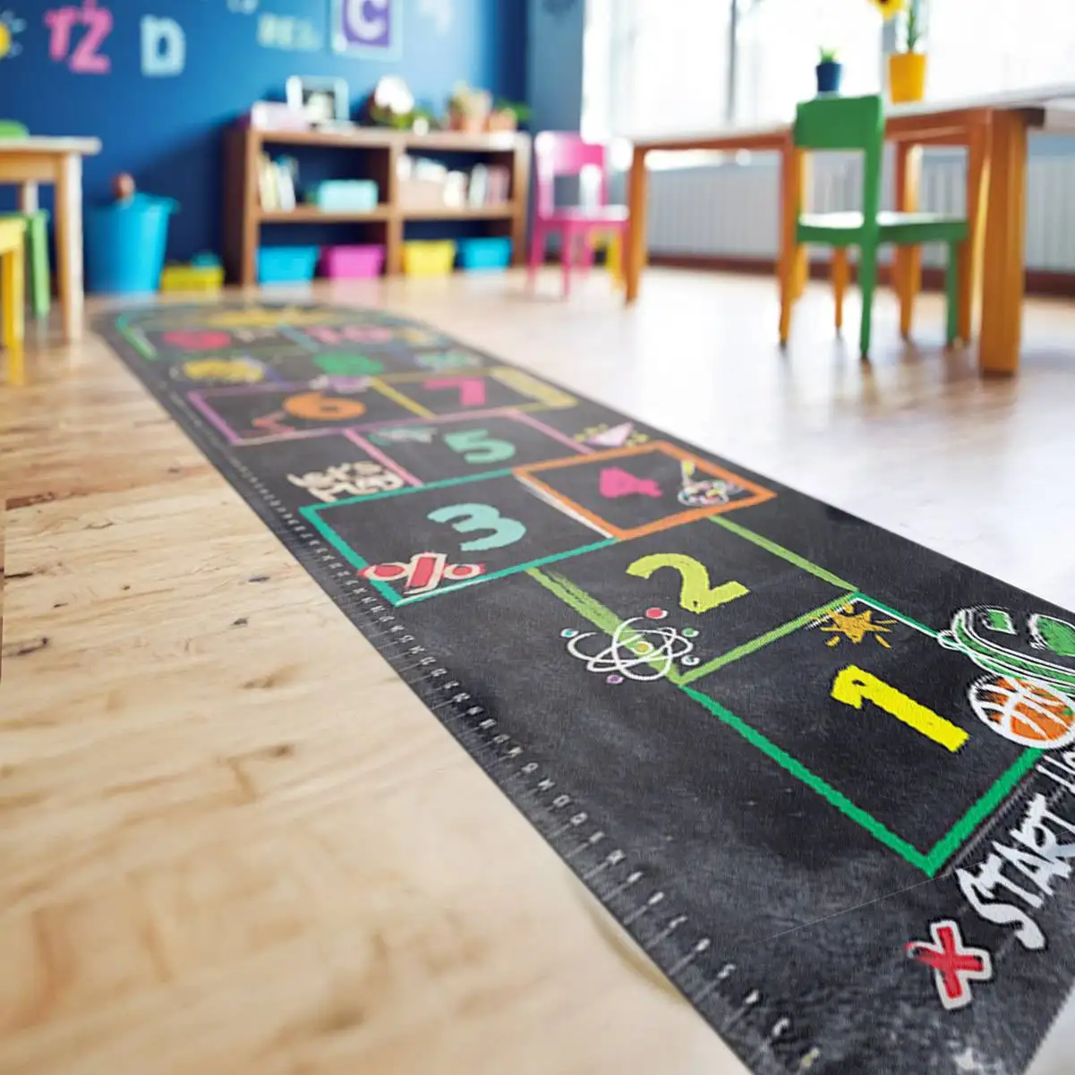 School-Themed Hopscotch Sensory Floor Decal for Kids– 25"x100" Indoor & Outdoor