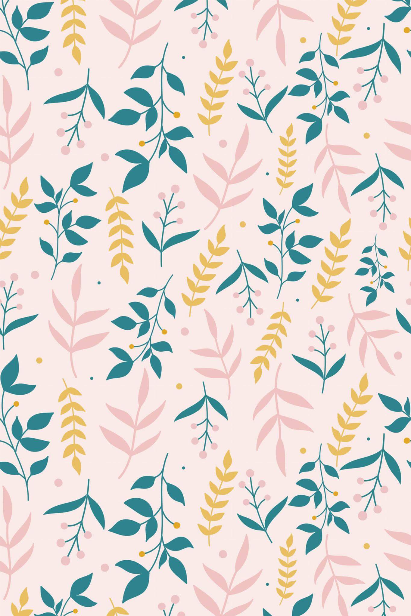 Seamless pastel leaf Wallpaper - Image 2