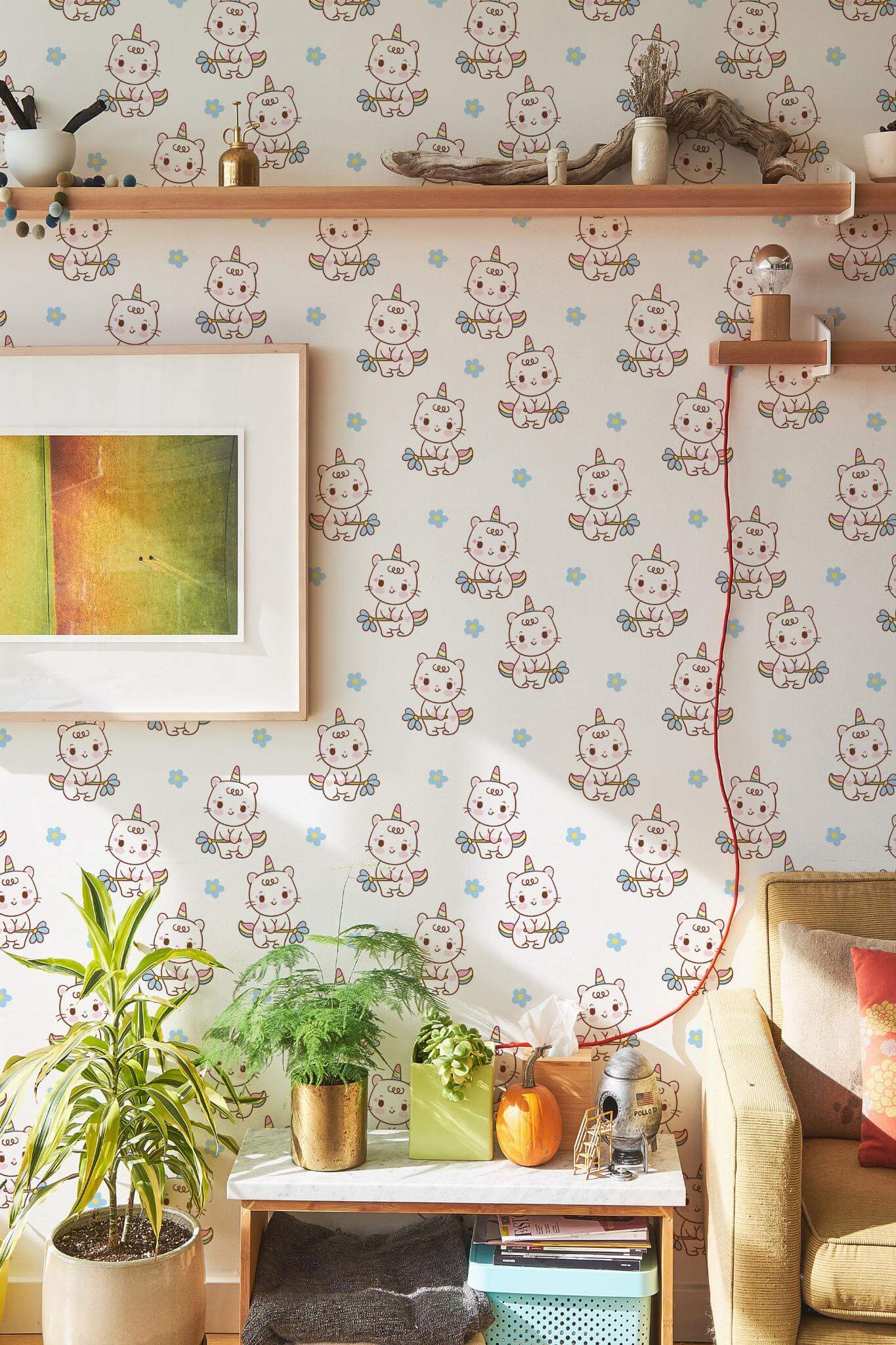 Cat unicorn nursery Wallpaper
