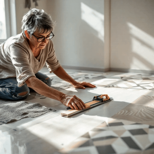 Peel and Stick Vinyl Flooring Roll Installation Rollo de suelo de vinilo