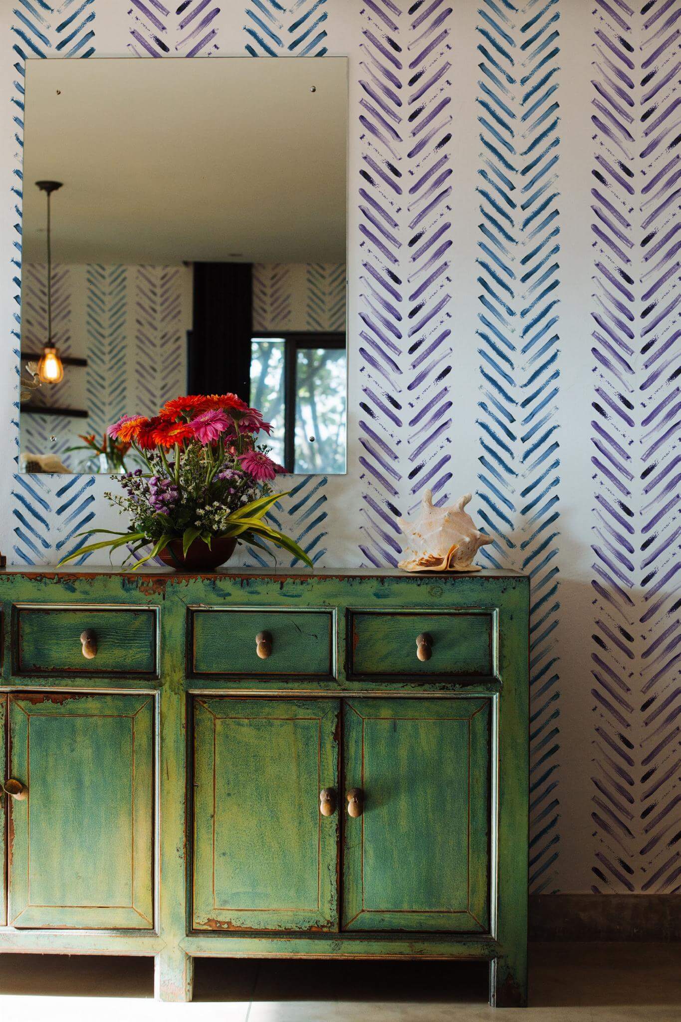 Watercolor herringbone Wallpaper