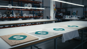 Direct printing on different rigid materials such as wood, methacrylate and textile using large format printing technologies.