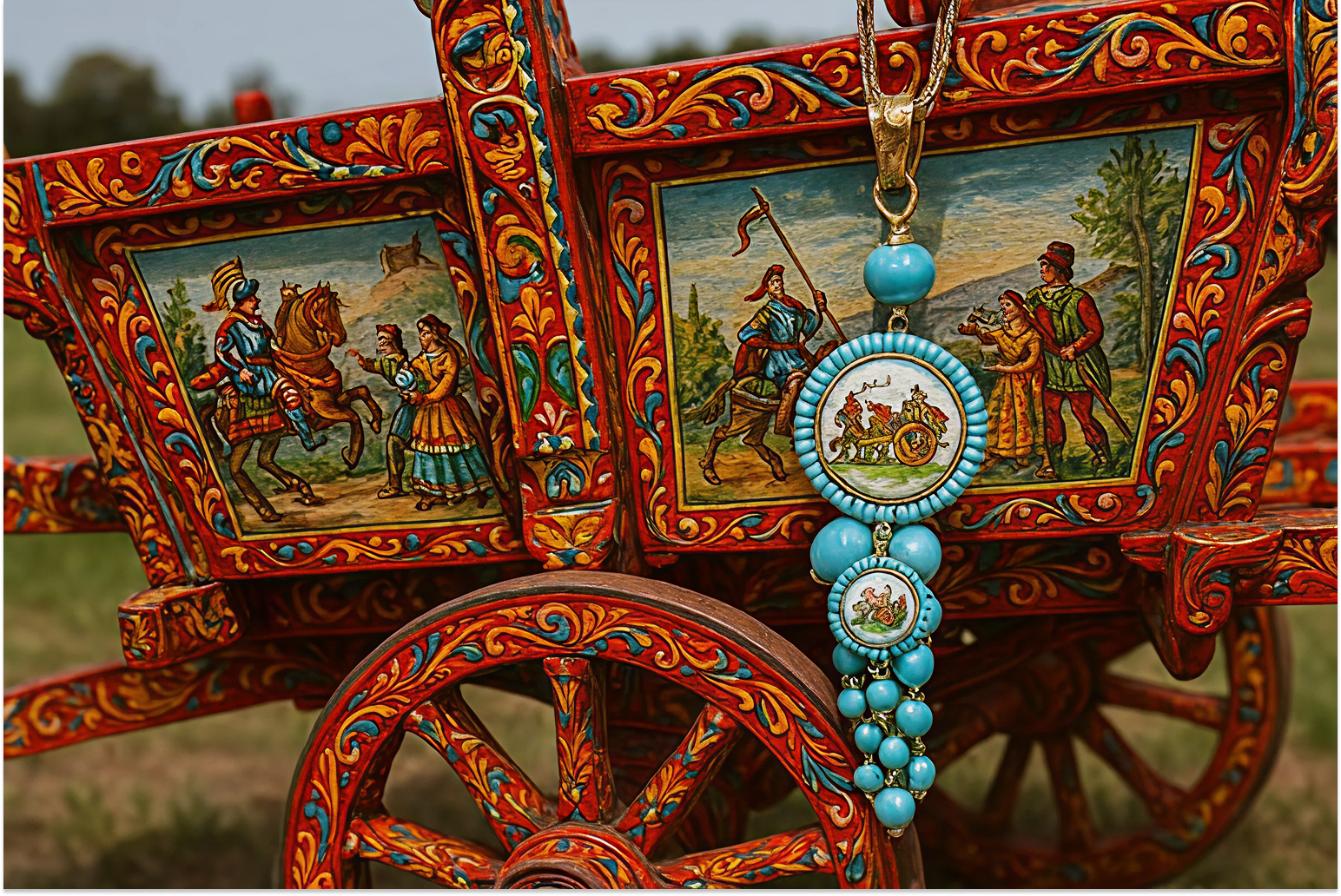 gioielli siciliani e carretto siciliano