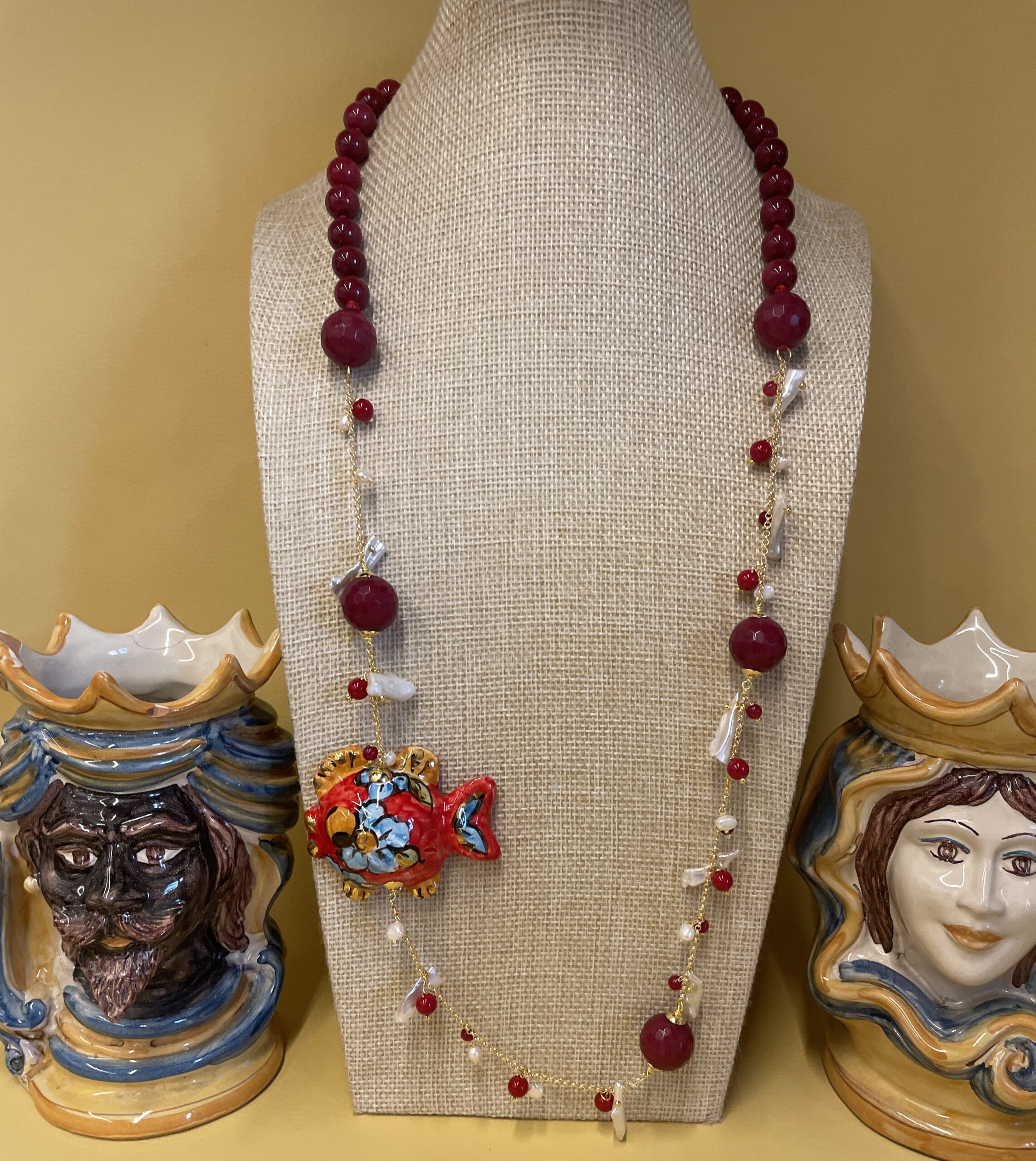 collana artigianale siciliana con ceramica di Caltagirone