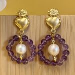 Orecchini siciliani artigianali con Ametista e perla barocca