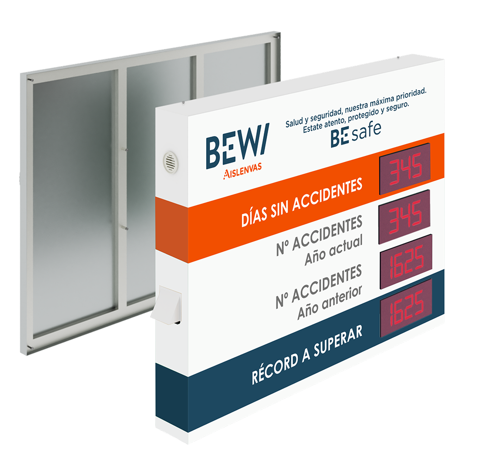 Counter indicates the number of days without work accidents with 4 displays (125x80cm)