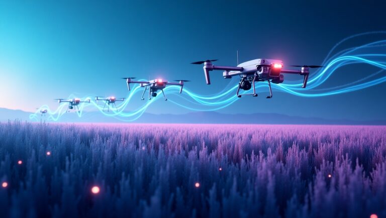 Equipped drones, emitting lights
