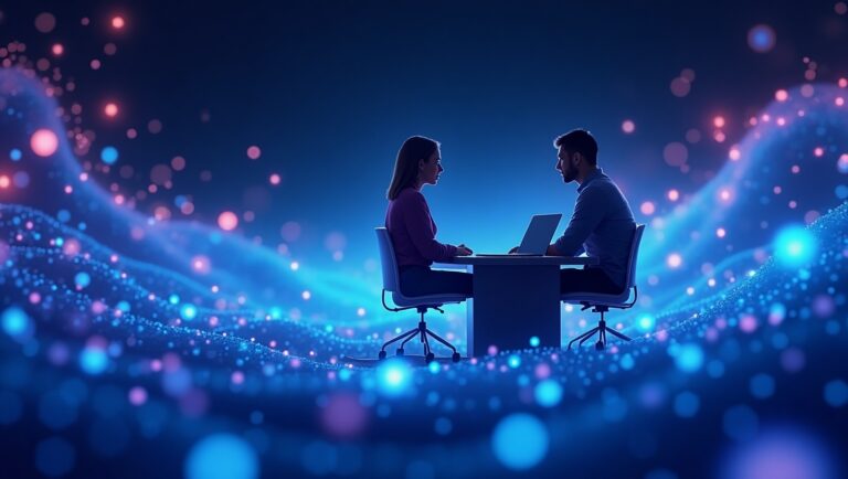 Two people, immersed in the