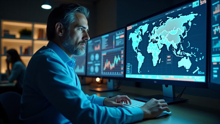 A manager, digital graphic designers, in a