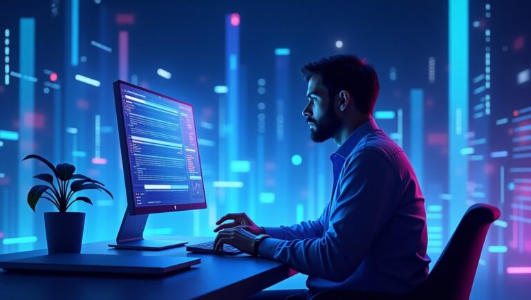 A man, surrounded by