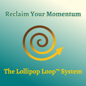 espiral que termina con una flecha hacia la derecha con las palabras "Recupera tu impulso - El Sistema Lollipop Loop™"