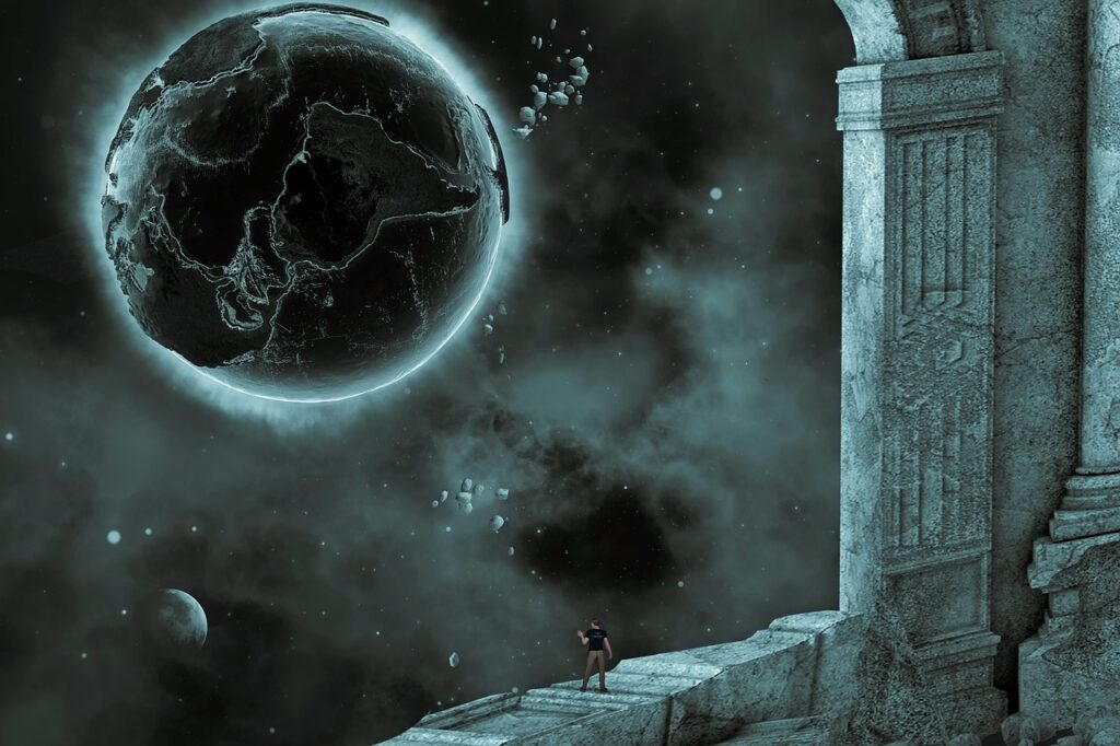 神殿から眺める惑星