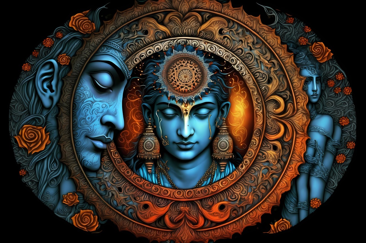 クリシュナ神のリリーフ