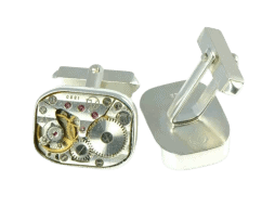 Gemelos con Aire Privado | Gemelos de plata de ley con movimiento de reloj de Decimononic