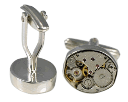 Gemelos Pez | Gemelos de plata de ley con movimiento de reloj de Decimononic