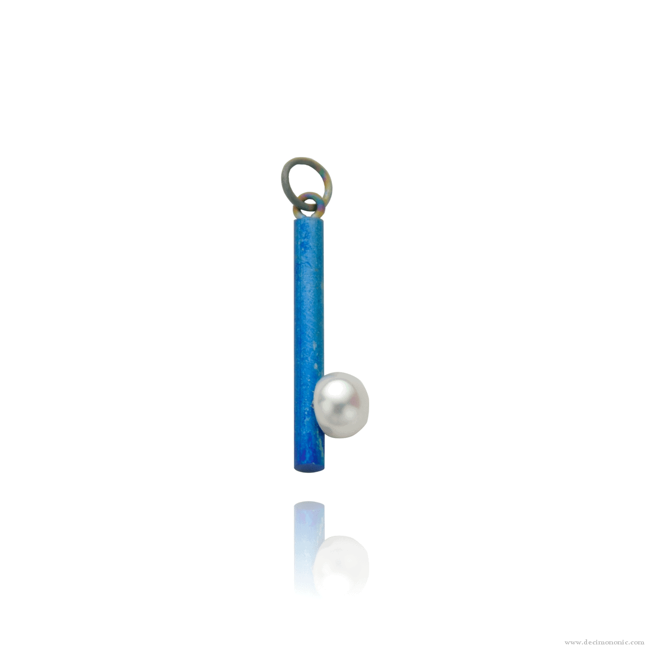 Colgante corto de titanio azul con perla - Colección Nautilus by Decimononic