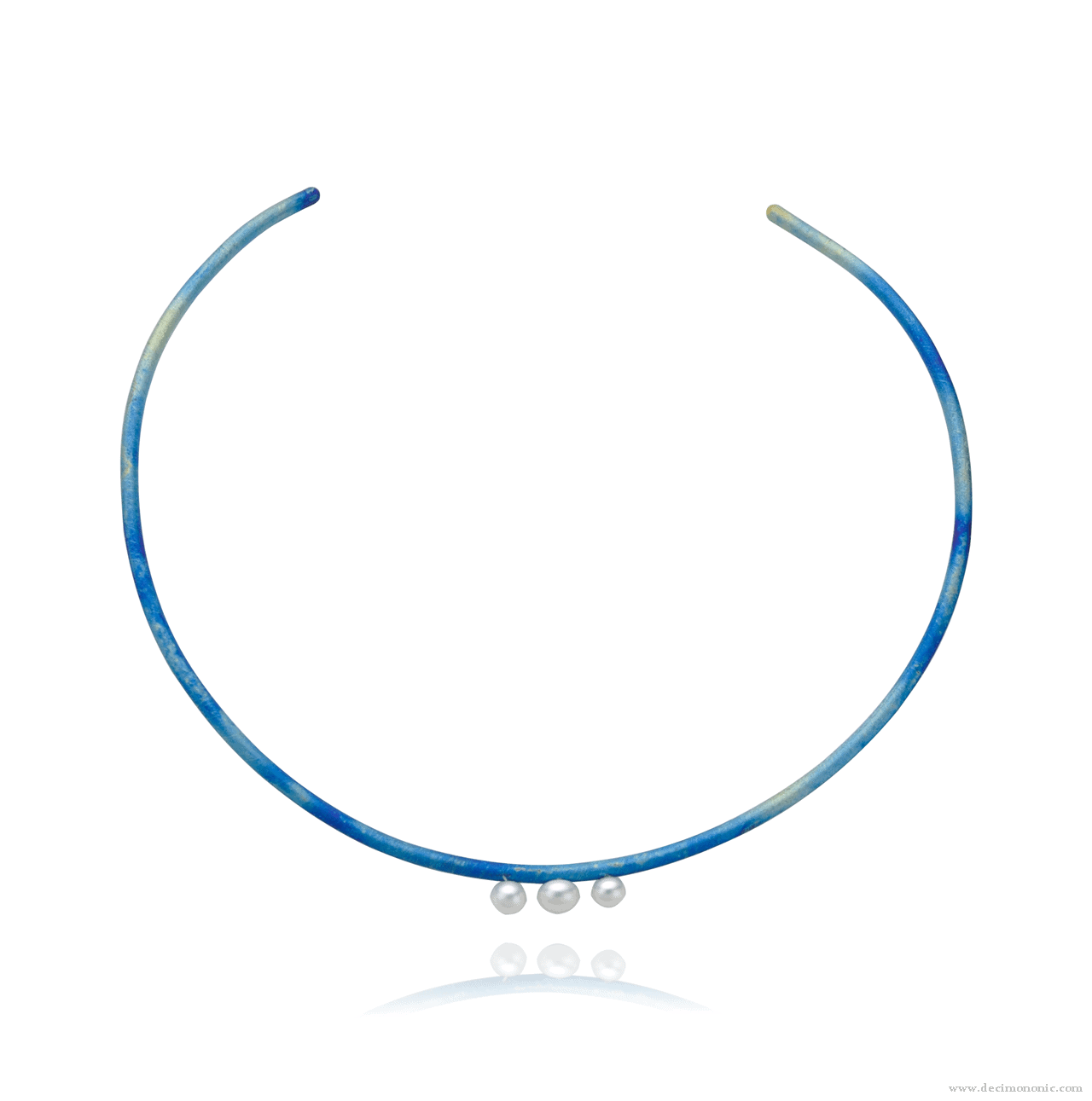 Gargantilla rígida titanio azul 3 perlas - Colección Nautilus by Decimononic