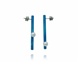 Pendientes largos de titanio con perlas - Colección Nautilus by Decimononic