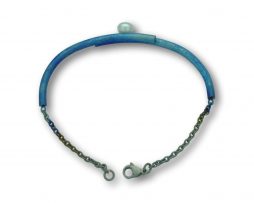 Brazalete de titanio azul con perla - Colección Nautilus by Decimononic