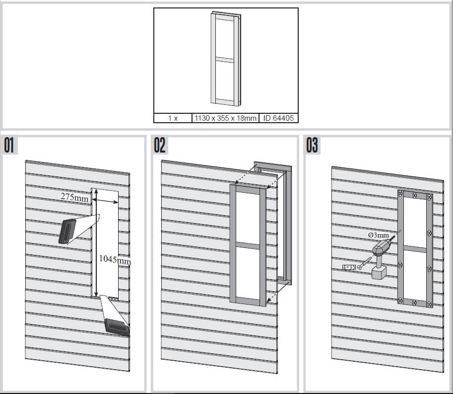 Wall Shelf, Door Panel, Mounting Plate, Hook Holder, Screws